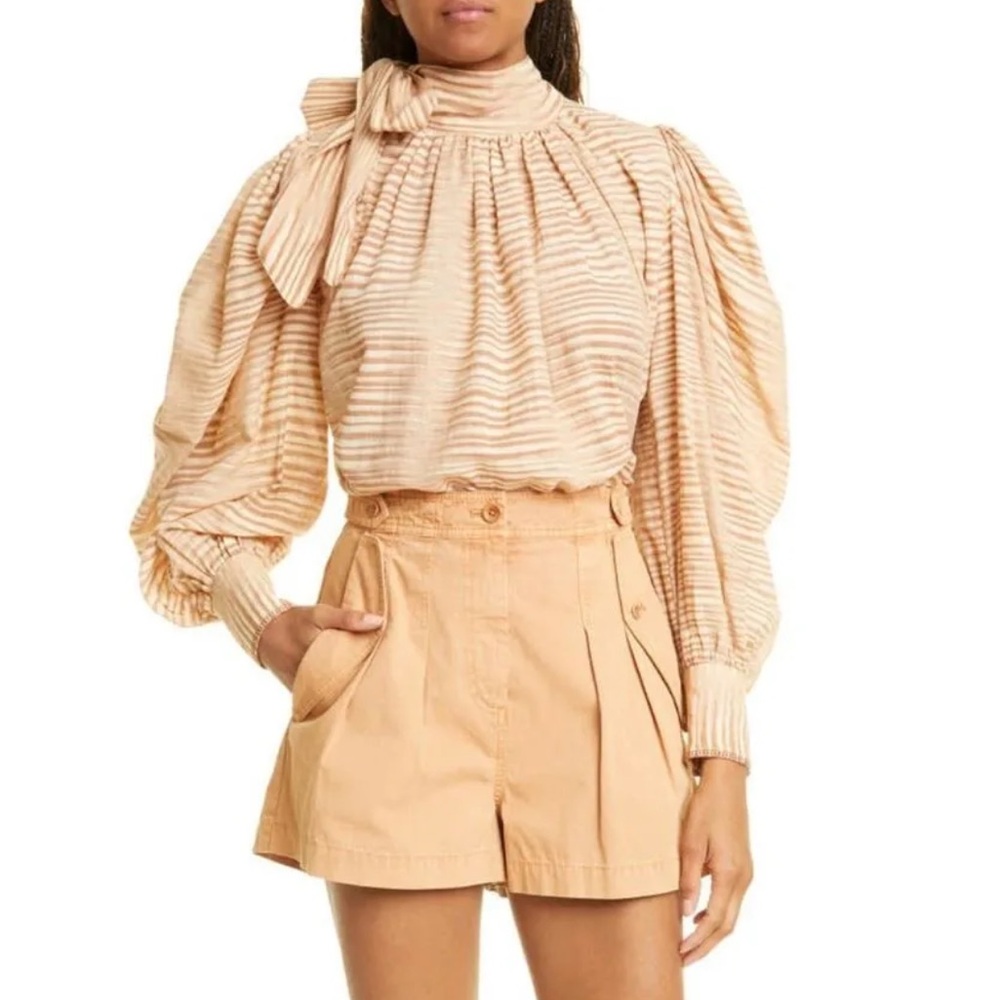 Ulla Johnson Women’s Petra Tie Neck Puff Sleeve Blouse